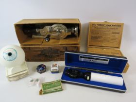 Selection of vintage medical items including ophthalmoscope, Blood circulator etc