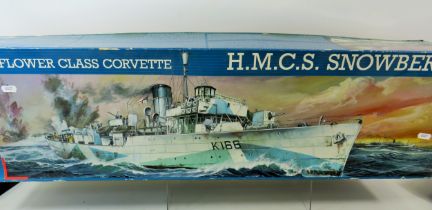 Large 1:72 scale model kit by Revell of a Flower Class Corvette 'HMCS Snowberry' Believed to be comp