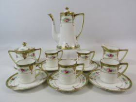 Noritake Part coffee set hand painted and gilt design.