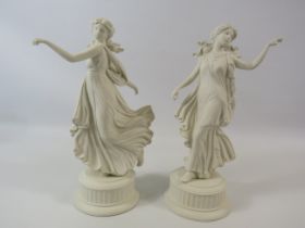 2 Wedgwood Compton Woodhouse " Dancing Hours" figurines, First and Fourth. Both have slight damage