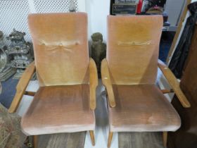 Pair of Mid 20th Century Recliner upholstered in draylon, See photos. S2