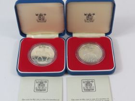 2 X 1977 sterling silver jubilee crowns. 28.28 grams each