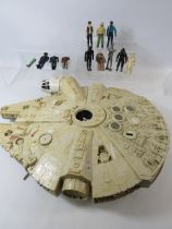 Star Wars Figures, some damaged for spares plus a large Millenium Falcon Model. See photos.