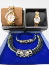 Micheal Kors and Marc Jacobs ladies quartz watches plus a Neckalace a bracelets set. Both watches