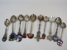 10 Sterling silver souvenir spoons, 118 grams