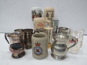 Selection of RAF related tankards.