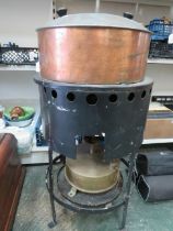 Military Water Condenser (or rum!) heavy copper construction with burner under. See photos.