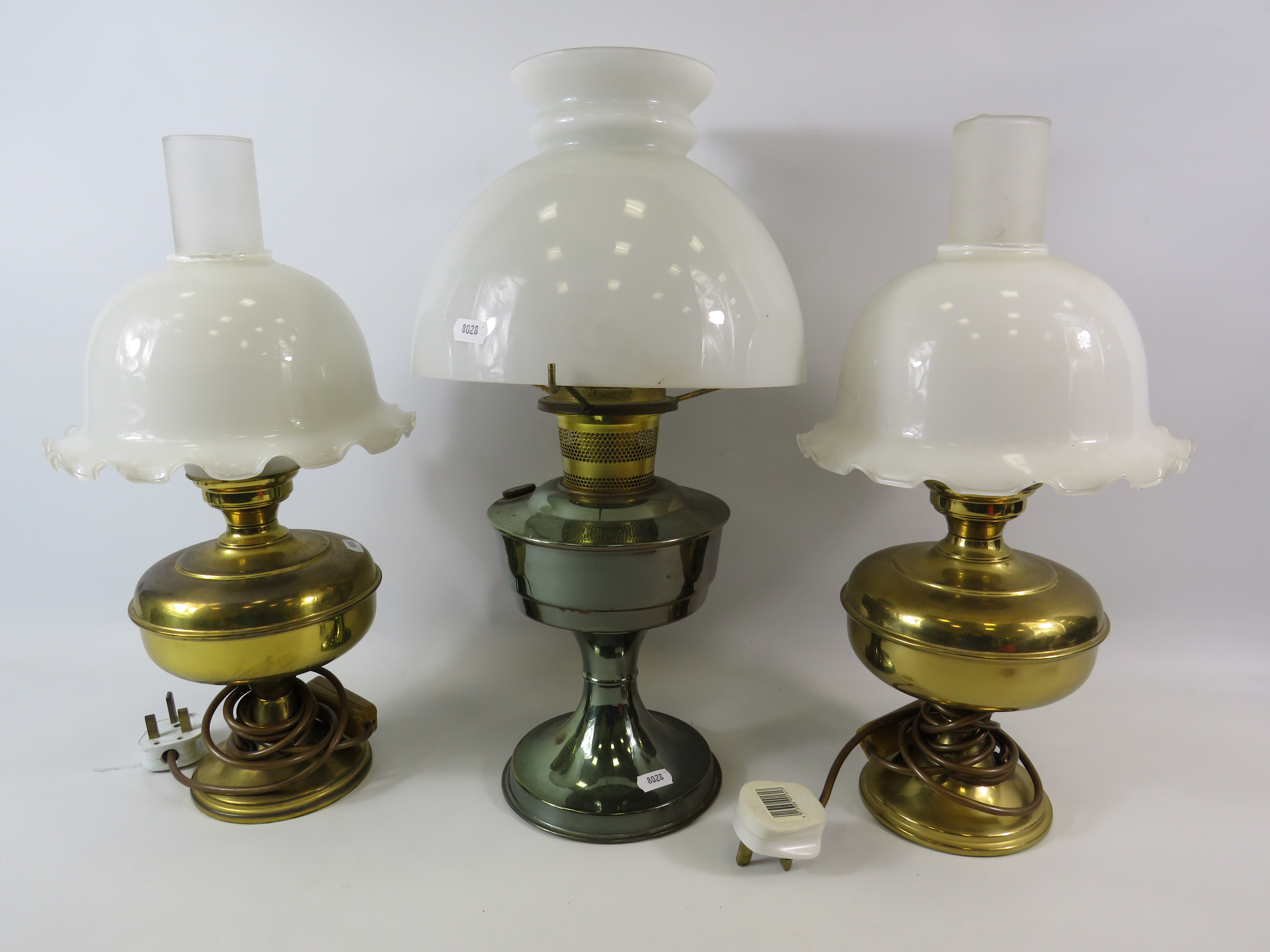 Aladdin oil lamp plus 2 converted to electric oil lamps.
