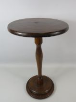 Very pretty little turned Oak wine table with circular top measuring 12 inches in Diameter. 19 inche