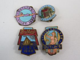 4 Vintage enamel Butlins pin badges.