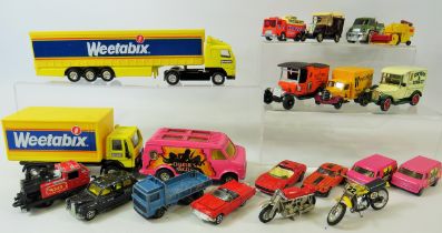 Selection of Unboxed, Playworn die cast models by Corgi, Dinky, Lledo etc. See photos. For details.