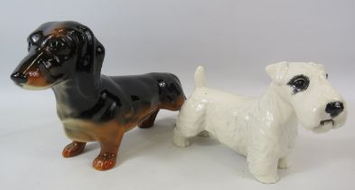 Beswick Dachshund and Sealyham Terrier figurines.