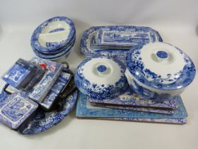 12 pieces of spode blue italian dinnerware and a selection of place mats and napkins etc.