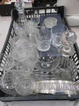 Large selection of crystal glass items including Stewart crystal.