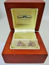 Pair of 9ct White gold Diamond set Trilogy earrings in a plus display box. See photos. 1.3g