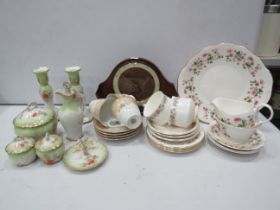 Mixed ceramics lot and a vintage smith mantle clock.