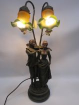 Crosa Art Nouveau figural table lamp, 26" tall.