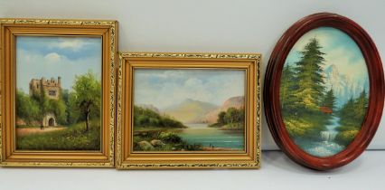 Three well painted oil on board. Two bear the initials 'PB' . See photos.