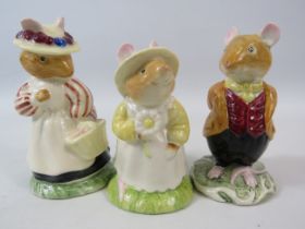 Royal Doulton Brambly Hedge figurines Lord and Lady Woodmouse and Primrose Woodmouse.