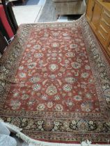 100% Wool large rug which measures 118 x 78 inches.. Fringed to ends. Very clean condition. See pho