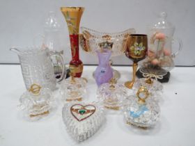 Collection of good quality glass including Bohemian handpainted vases.