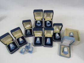 13 Wedgwood jasperware thimbles.