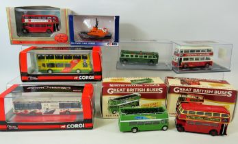 Selection of Die Cast Metal Busses, Some by Corgi, Matchbox etc. See photos.