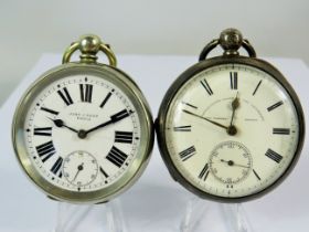 Two Silver cased pocket watches, both with enamel faces. One by John Forrest the other by John Dent