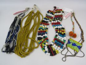 4 African style necklaces Masai, Married glass etc all still have tags.