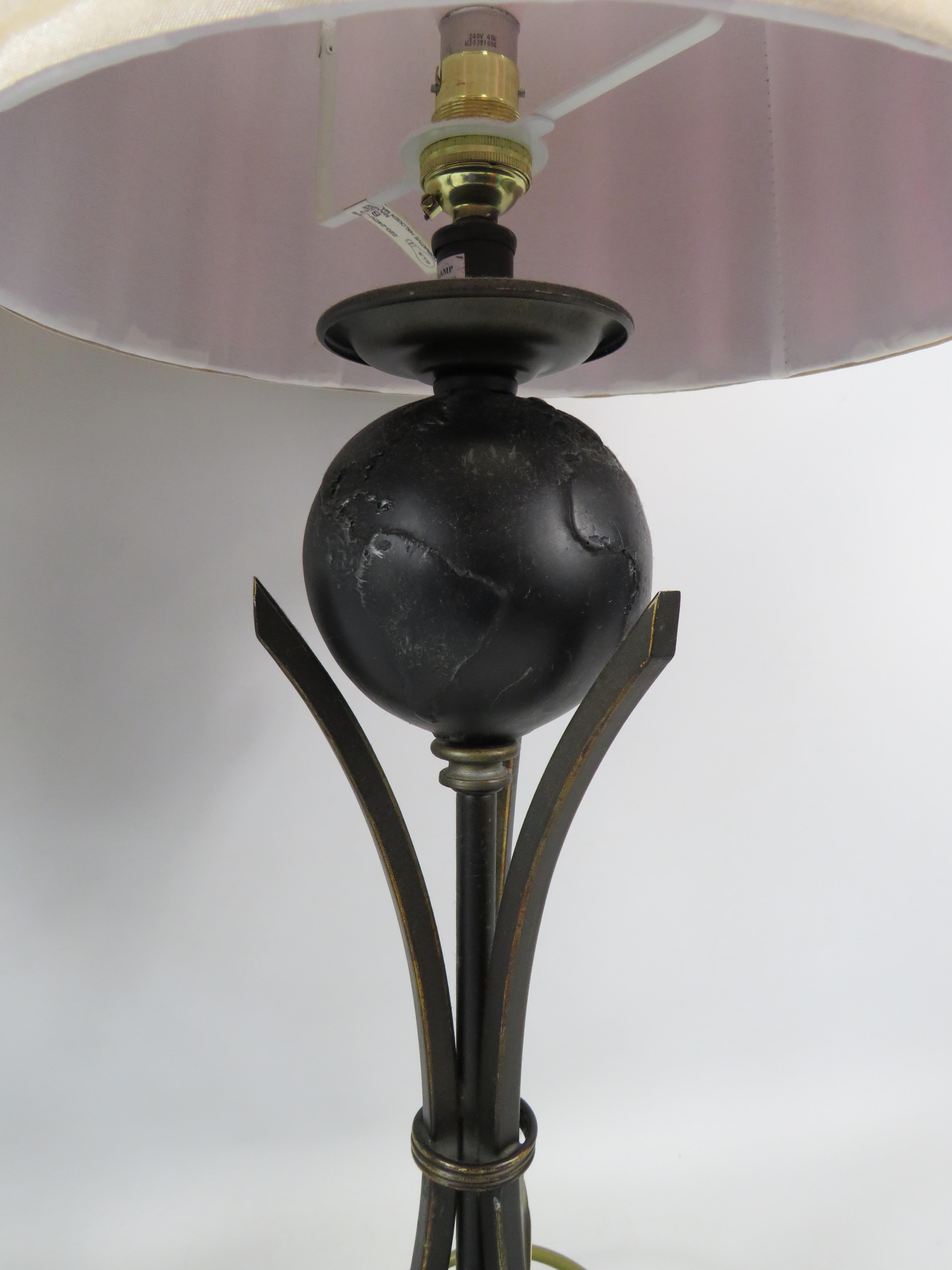 Pair of Globe table lamps, approx 20" tall to the top of the light fitting. - Image 3 of 3