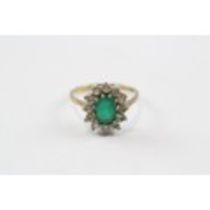 9ct Gold Vintage Green Agate And White Gemstone Set Cluster Ring (2.3g) 2025148
