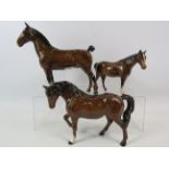 3 Beswick horses including Black Magic of Nork Hackney, Trotting mare etc.