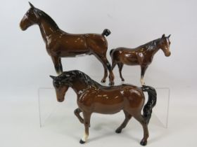 3 Beswick horses including Black Magic of Nork Hackney, Trotting mare etc.