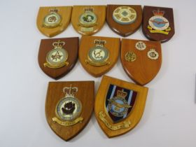 9 RAF wooden wall plaques.