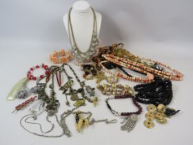 Costume jewellery including a sterling silver necklace, vintage czech glass etc.