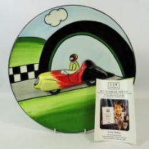 Lorna Bailey Limited Edition 1 of 1 Race car charger plate, 13.5" diameter