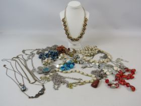 4 sterling silver necklaces and a selection of costume jewellery.