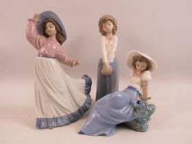 3 Nao figurines of young girls, the tallest measures 9.5".
