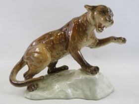 Large Beswick Puma standing on a rock, model No 1702. Approx 8.5" tall and 11" long.