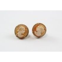 9ct Gold Carved Shell Cameo Stud Earrings (3.1g) 2025833 PA532