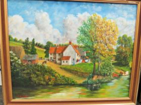 Acrylic on Board of a Countryside scene which measures 22 x 18 inches.  See photos. 