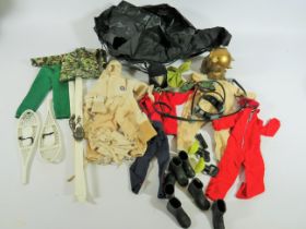 Selection of vintage action man clothes, equipment. See photos.