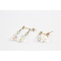 2 X 9ct Gold Aurora Borealis Glass Briolette Drop Earrings (3.7g) 2026053 PA512