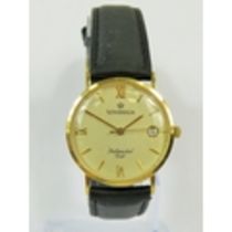 CSovereign quartz watch with 9ct case, Date window. Perished strap. Non runner for spares or repair