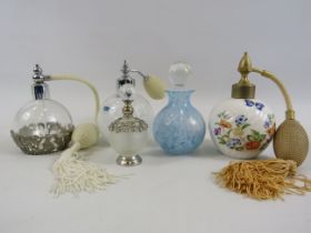 Selection of perfume bottles and atomisers including Caithness and Aynsley.