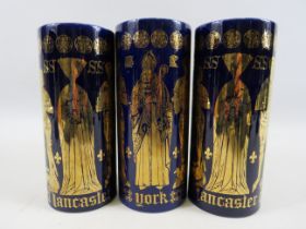 3 Hornsea War of the Roses tall tankards, approx 7" tall.