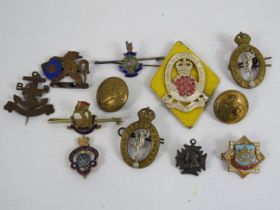 Vintage military and enamel badges etc.