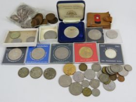 Selection of various uk coins and cupro nickel crowns etc.