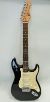 Six String Electric Guitar with soft leatherette carry case. See photos. 