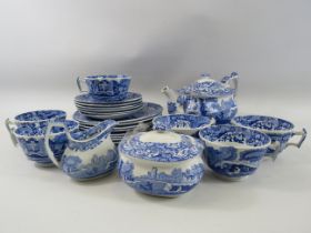 Spode Blue Italian teaset, 24 pieces in total.